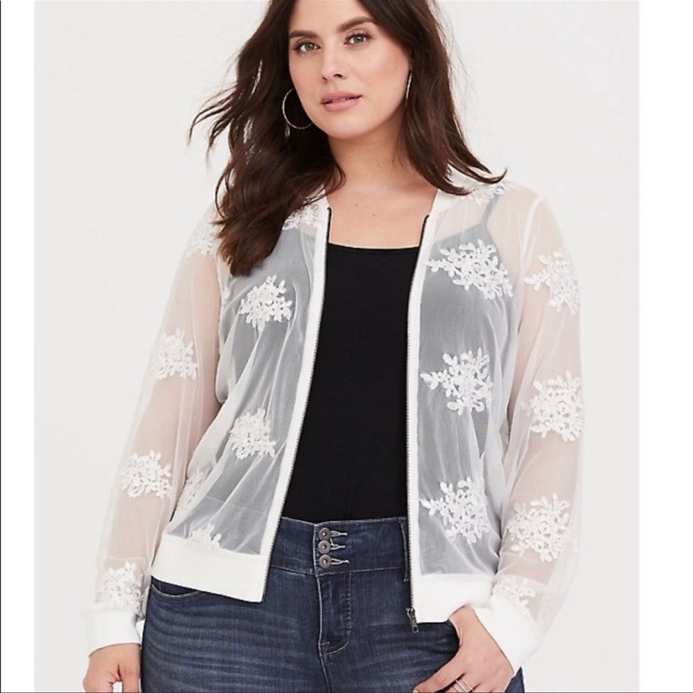 Torrid lace embroidered bomber jacket